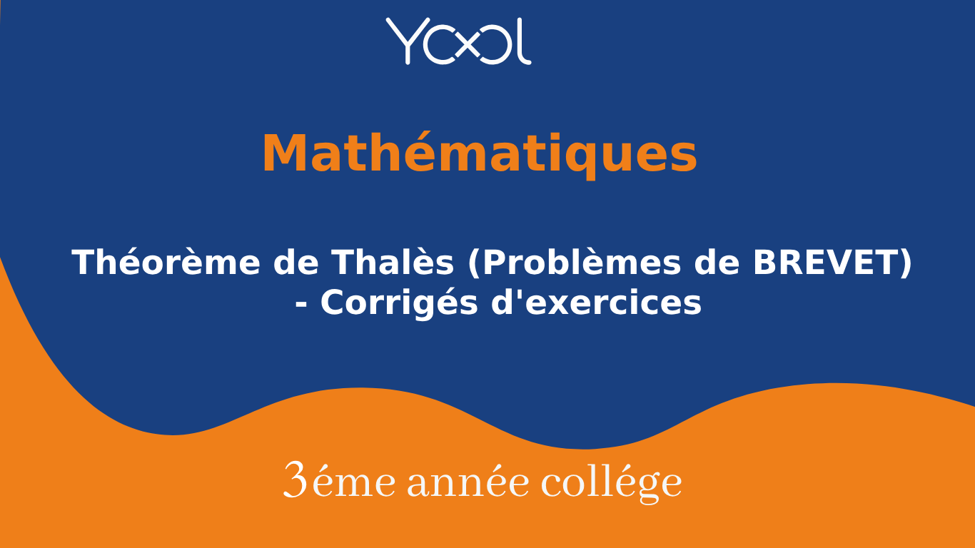 Théorème de Thalès (Problèmes de BREVET) - Corrigés d'exercices