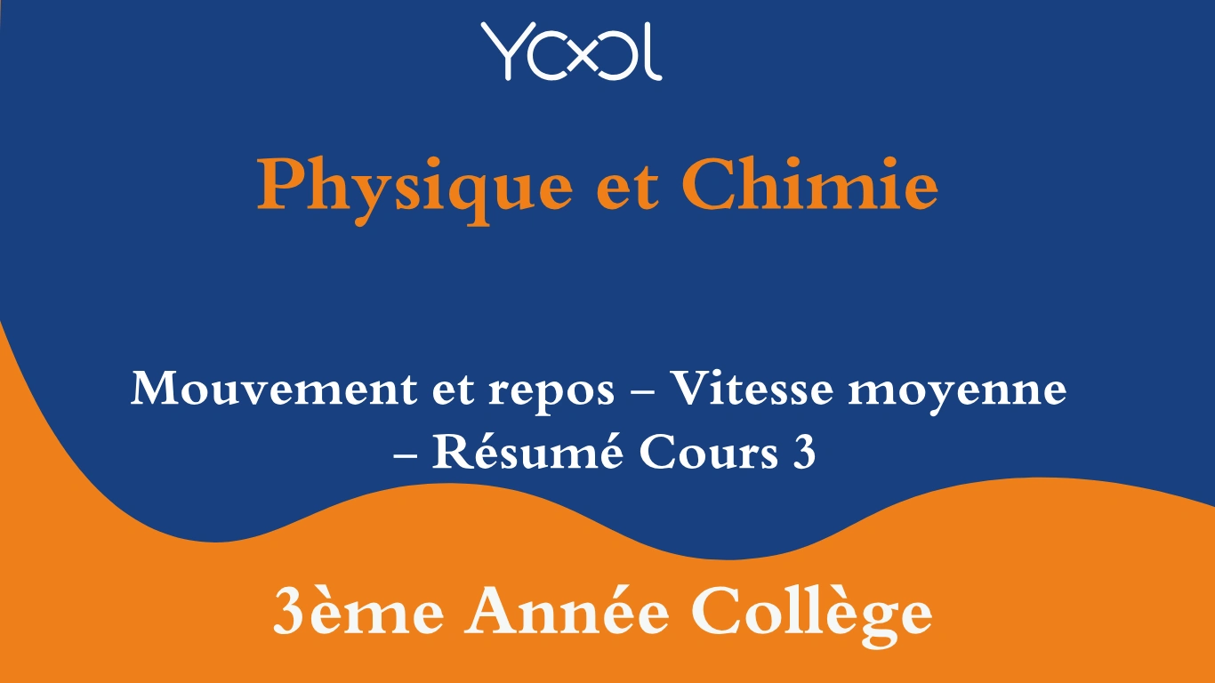 Mouvement et repos - Vitesse moyenne - Résumé Cours 3